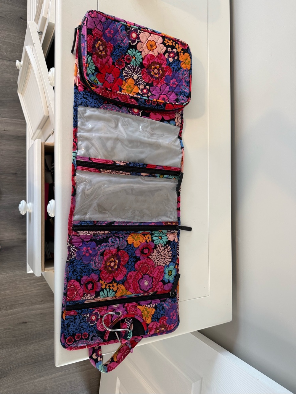 Vera Bradley Quilted Floral Hanging Makeup Organizer - Pink, Purple & Blue
